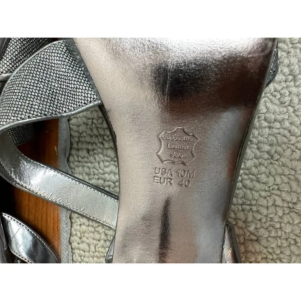 Nina Heels 10M EU 40 Silver Strappy